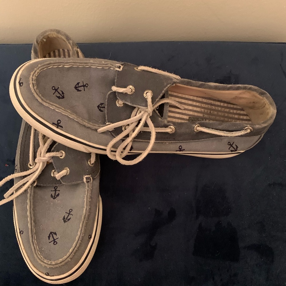 Sperry Boat Shoes with Anchors. Lightly worn.